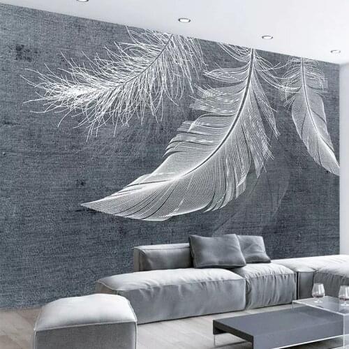 Modern Simple White Feather Photo Mural Wallpaper Living Room Bedroom Nordic Style Home Decor Wall Painting Drop Shipping Fresco