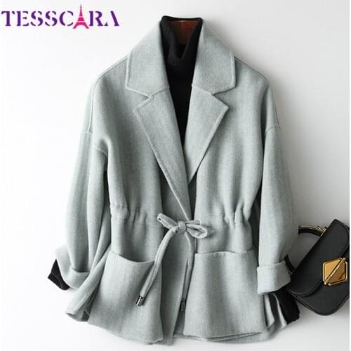 TESSCARA Women Autumn Elegant Wool Blend Basic Jacket Coat Female High Quality Cashmere Office Lady Jackets Outerwear & Coats