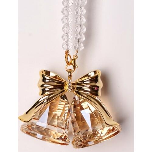 Tseqalm Fashion Crystal Wind Chime Car Ornaments Pendant Rearview Mirror Car Styling Interior Accessories For Gift Women Girl