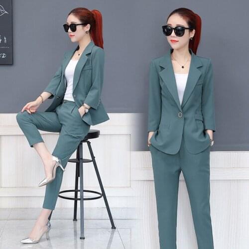 Womens suit 2019 autumn new professional wear fashion suit temperament slim suit nine pants two sets of wild womens clothing