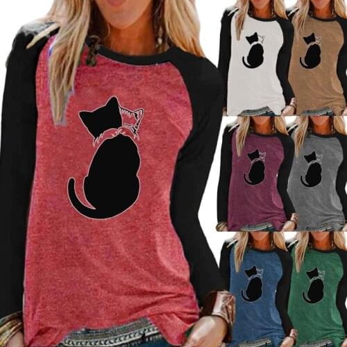 The New Women Clothing Autumn and Winter Fashion Printing Raglan Long Sleeve Round Neck Pullover Plus Size Loose Casual Tops