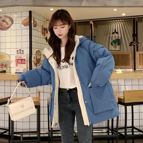 Winter Casual Loose Hooded Parkas Women Fashion Thick Down Cotton Padded Parka Coats Female Cotton Jackets Ladies Warm Outwear
