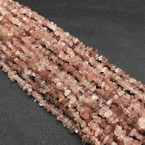 1Strand 4-8mm Chips Nuggets Jewelry Accessories Loose Strand Beads Natural Rose Crystal Strawberry Quartz DIY for Bracelet Women