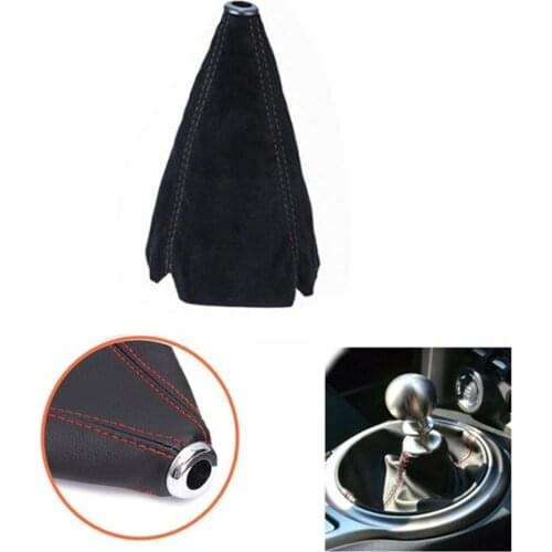 16mm Universal PU Leather Car Auto Gear Shift Collars Carbon Fiber Manual Shifter Gear Shift Boot Cover Gaiter