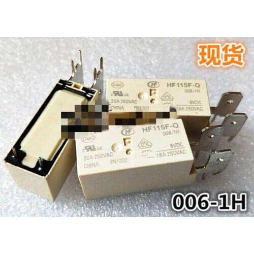 2PCS HF115F-Q 18A 6VDC 6V Relay JQX-115F-Q 006-1H