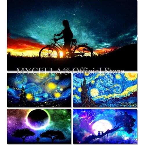 Diamond Embroidery Landscape Full Drill 5D Diy Diamond Painting Moon Starry Sky Needlework Rhinestone Mosaic Crafts Home Decor
