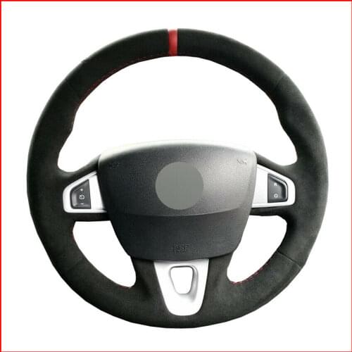 Black Suede DIY Car Steering Wheel Cover For Renault Megane 3 Coupe RS 2010 Car Accessories