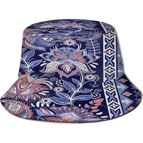 CINESSD Vintage Ornate Floral Print Bucket Hat Summer Hats Fisherman Hat Foldable Women Men Sunscreen Shade Caps
