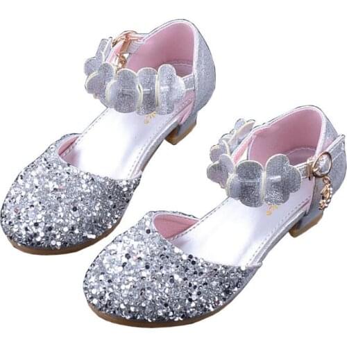 Children Glitter Girls dance Shoes Square high-heeled Party Princess 26-37 18-28 GZX01