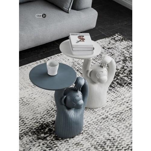 Designer Sofa Side Table Nordic Creative Monkey Figurines Home Decor Small Table Modern Coffee Table Decor Tray for Living Room
