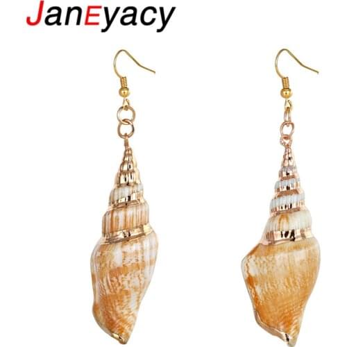 Janeyacy Brand Earrings Natural Conch Shell Earrings Girl Pendientes Fashion Statement Bijoux Womens Earrings Natural Jewelry