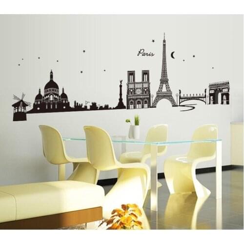 Eiffel Tower background, the living room the bedroom decorates the fifth generation Environmental Protection wall stickers