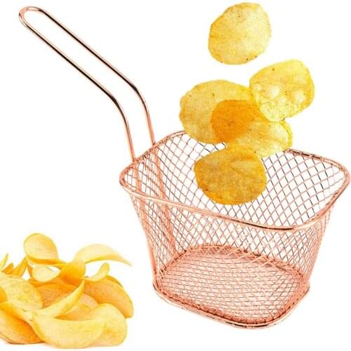 Hot Sale Mini Stainless Steel Chips Deep Fry Baskets Food Presentation Strainer Potato Cooking Tool Chef Basket Colander Tools