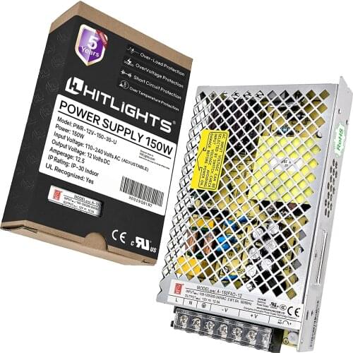 12vdc Power Supply 150W 12.5A Universal Regulated Switching Power Converter, UL-Recognized 12 Volt Transformer for LED Strip Lig