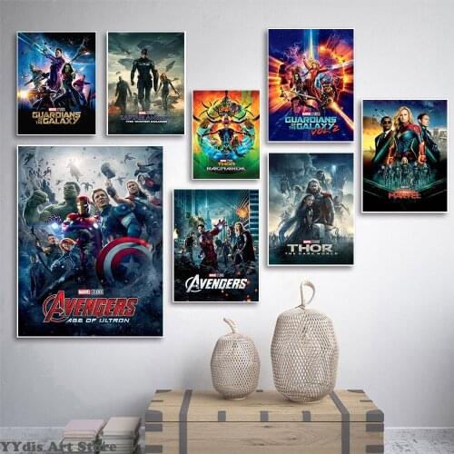Marvel Movie Avengers Superhero Poster Captain America Iron Man Canvas Print Painting Wall Art Picture Living Room Decor Cuadros