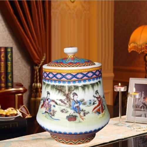 Chinese storage tank, ceramic ornaments, household ornaments, European living room TV cabinet porch ornaments