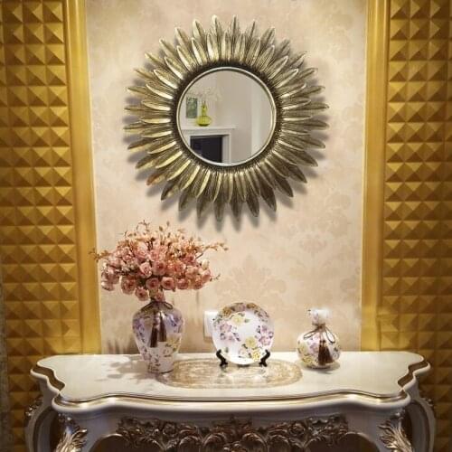 European Style Classic Bathroom Resin Mirror Make-up Mirror Wall Decor Living Room Ornaments