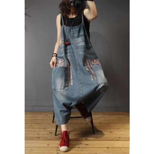 Women Casual Bleached Denim Jumpsuits Ladies Scratched Patchwork Overalls Rompers Female Vintage Spaghetti Strap Jumpsuit Jeans