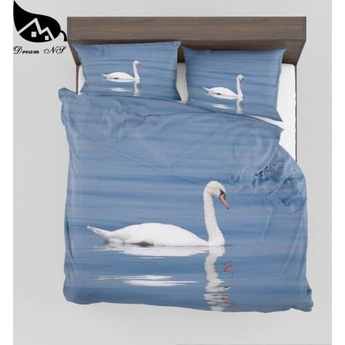 Dream NS 3D Bedding Set Grey Swan Print Duvet Cover Set Bedcloth with Pillowcase Bed Set Home Textiles SMY045