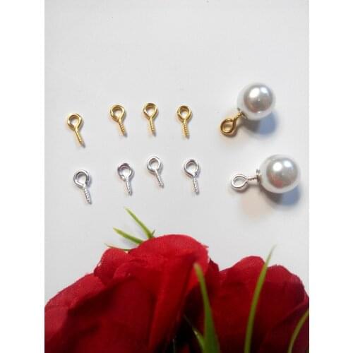 Hot 200pcs Sheep Eye Screw 8/10mm Sheep Eye Socket Hook Pearl Pendant Fashion Diy Beaded Pendant Jewelry Making Accessories