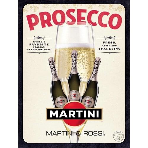 Prosecco Martini Metal Tin Sign 12x8 Inch Garage Bar Restaurant Club Decor