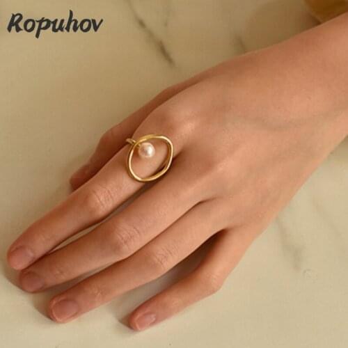 ROPUHOV 2021 Jewery Trendy Korean New Fashion Retro Fashion Pearl Ring Index Finger Decorative Ring Female Hipster Brand