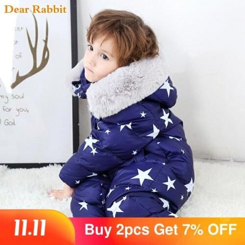 2020 new born Children Jumpsuit fur Hooded warm winter down jacket romper kids overalls boy snowsuit snow wear baby girl clothes