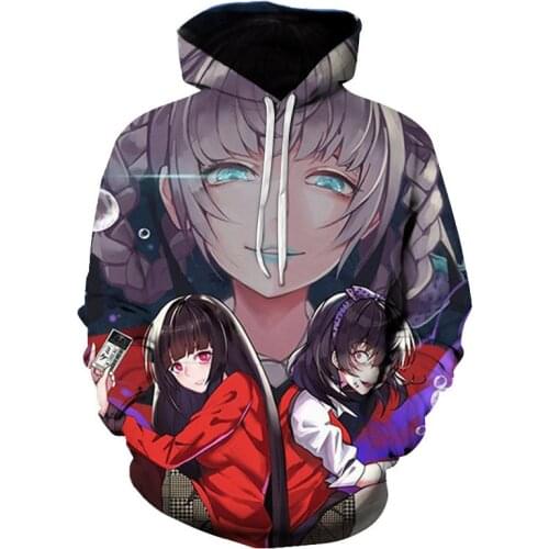 New 3D Anime Kakegurui Pullover Hoodies Long Sleeve Sweatshirt Boy Girl Men Women Clothes Teenager Streetwear Hoodies