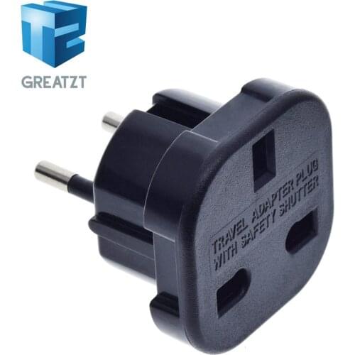 GREATZT New Universal Travel UK to EU Euro Plug AC Power Charger Adapter Converter Socket Black Power Plug Adaptor Connector