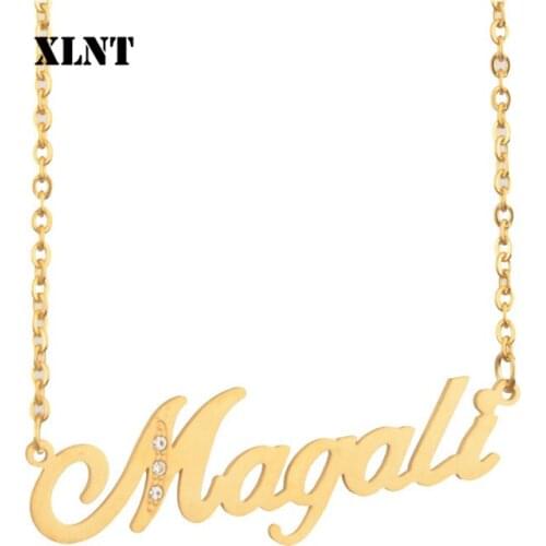 XLNT Magali Name Necklace Personalized Name Letter Necklace Stainless Steel Necklace Custom Chokers Necklaces for women Jewelry
