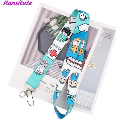 Ransitute R1942 Medical Theme Doctor Cat Neck Strap Lanyard For Keys ID Card Gym Phone Straps USB Badge Holder DIY Hang Rope