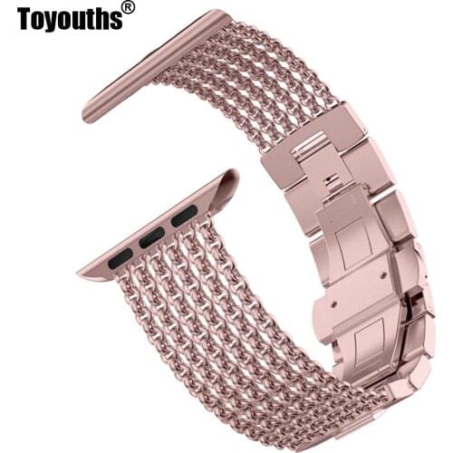 Toyouths for Apple Watch Band iWatch Womens Mesh Loop Stainless Steel Replacement Metal Beauty Strap 38/40mm 42/44mm