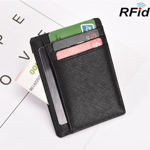 RFID Cow Leather Sweet Fashion Candy Color Business Card Holder Womens Safiano Cross Pattern Wide Plus Size id card Case Wallet