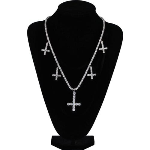 Lucky Sonny Shining CZ Tennis Chain Necklace Cross Charm Pendant & Necklace 60cm Women Men Necklaces Bijoux Silver Color Jewelry