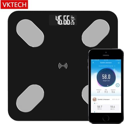 VKTECH S5 Body Fat Scale Floor Scientific Smart Electronic LED Digital Weight Bathroom Scales Balance APP Android IOS