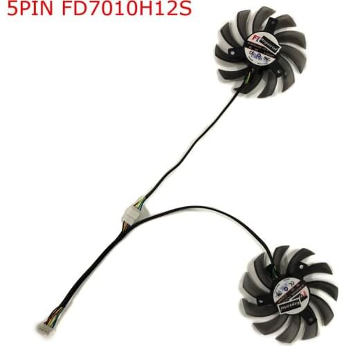 2pcs/set FD7010H12S T128010SH 75mm 5pin GPU Graphics Card Fan Cooler For ASUS R9 270X GTX1050 GTX760 Video Cards Cooling