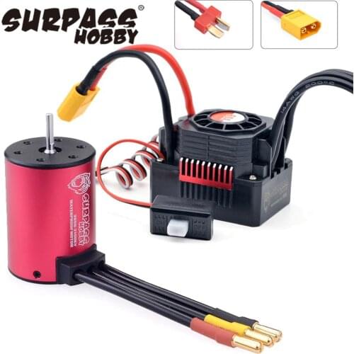 Surpass Hobby Waterproof 3650 1650KV 2050KV 2300KV 3100KV 3600KV 4500KV Brushless Motor 60A/80A/120A ESC Combo for 1/10 RC Car