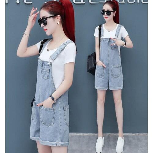 Women clothing denim fabric rompers summer overalls women playsuits suspenders shorts jeans women overalls summer rompers jeans