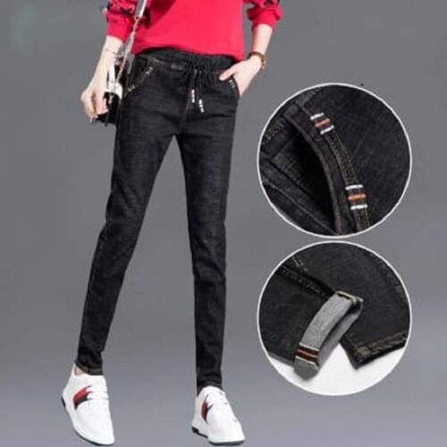 Woman Jeans Pants 2021 High Waist Dark Blue Autumn Winter Trousers Elastic Waist Stretch Skinny Pants Pantalones Vaqueros Mujer