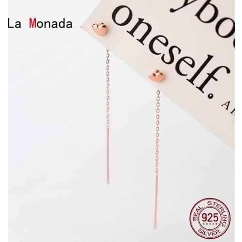 La Monada Cute Heart Drop Silver Earrings 925 Sterling Silver Women Fine Jewelry For Women Tassel Hanging Korean Earrings Korean