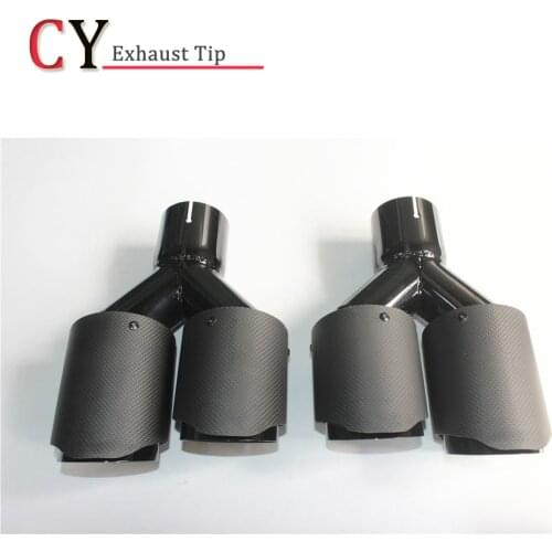 1Pair dual version "Y" Type Matte carbon fiber exhaust tip Black Color exhaust pipe muffler For Honda Volvo BM-W etc