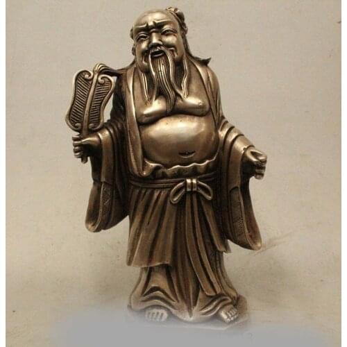 10" Chinese Myth Folk Feng Shui Silver Eight Immortals Zhong Han Li Statue