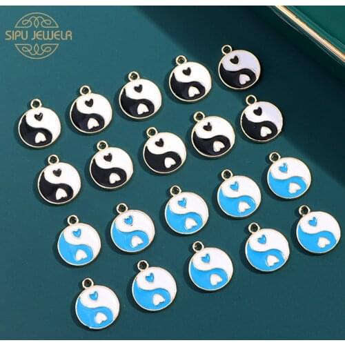 10Pcs Gossip Charms Colorful Enamel Alloy Tai Chi Yin Yang Bagua Pendant Accessories Wholesale For Jewelry Handmade Crafts DIY