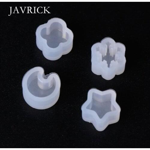 2 Pcs/Set Silicone Mold Earring Stud DIY Jewelry Making Snowflake Moon Star Flower Shape Mini Small Molds Epoxy Resin Craft Tool