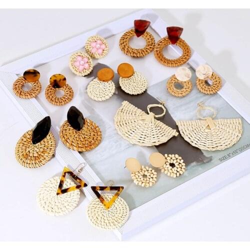2019 Earings Earing Earrings Aretes Oorbellen New Arrival Resin Handmade Rattan European American Female Wooden Korean Jewelry