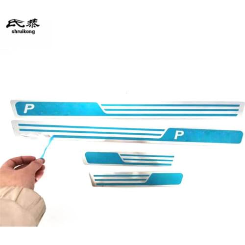 4pcs/lot Stainless steel material with blue protective film door sill pedal welcome pedal for Volkswagen VW PASSAT B5 B7 B8