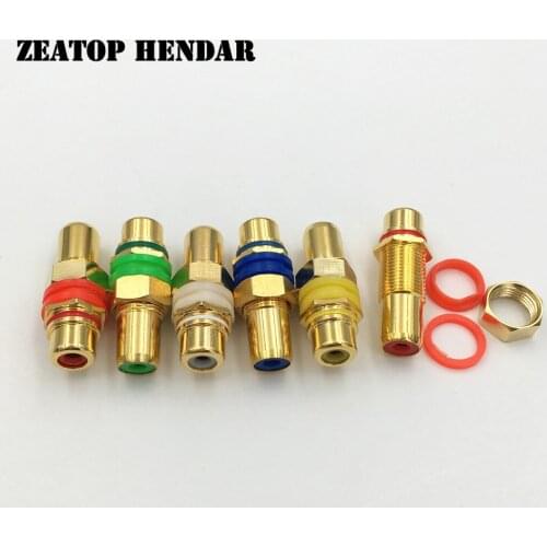 5Pcs Gold plated RCA Female to Female Coupler Joiner Jack Straight F / F Socket with Screw Washer Audio Speaker Connector