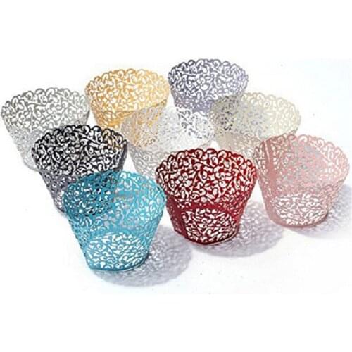 50pcs/pack Cake Paper Vine Lace Laser Cut Cupcake Wrapper Liner Baking Cup Wedding Birthday Tea Party Home Decoration
