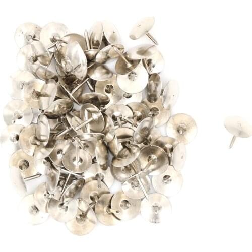 80Pcs Silver Tone Corkboard Photo Push Pins Thumb Tacks