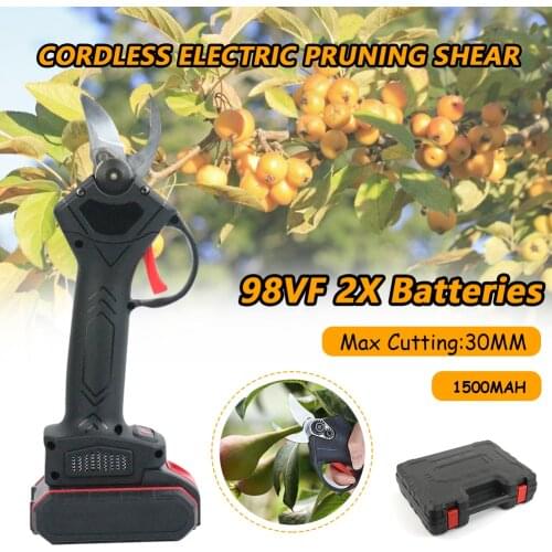 98VF Cordless Pruner Electric Pruning Shear Tree Branch Pruner Garden Clippers with 2pcs Rechargeable Battery